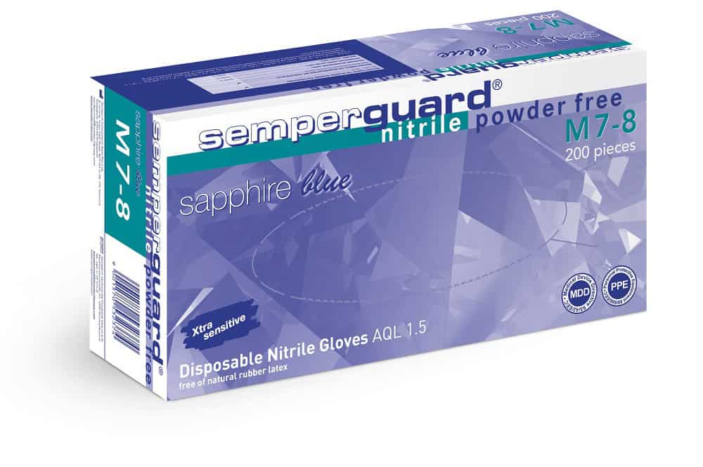 Jednorazové rukavice SEMPERGUARD SAPPHIRE - nepudrované