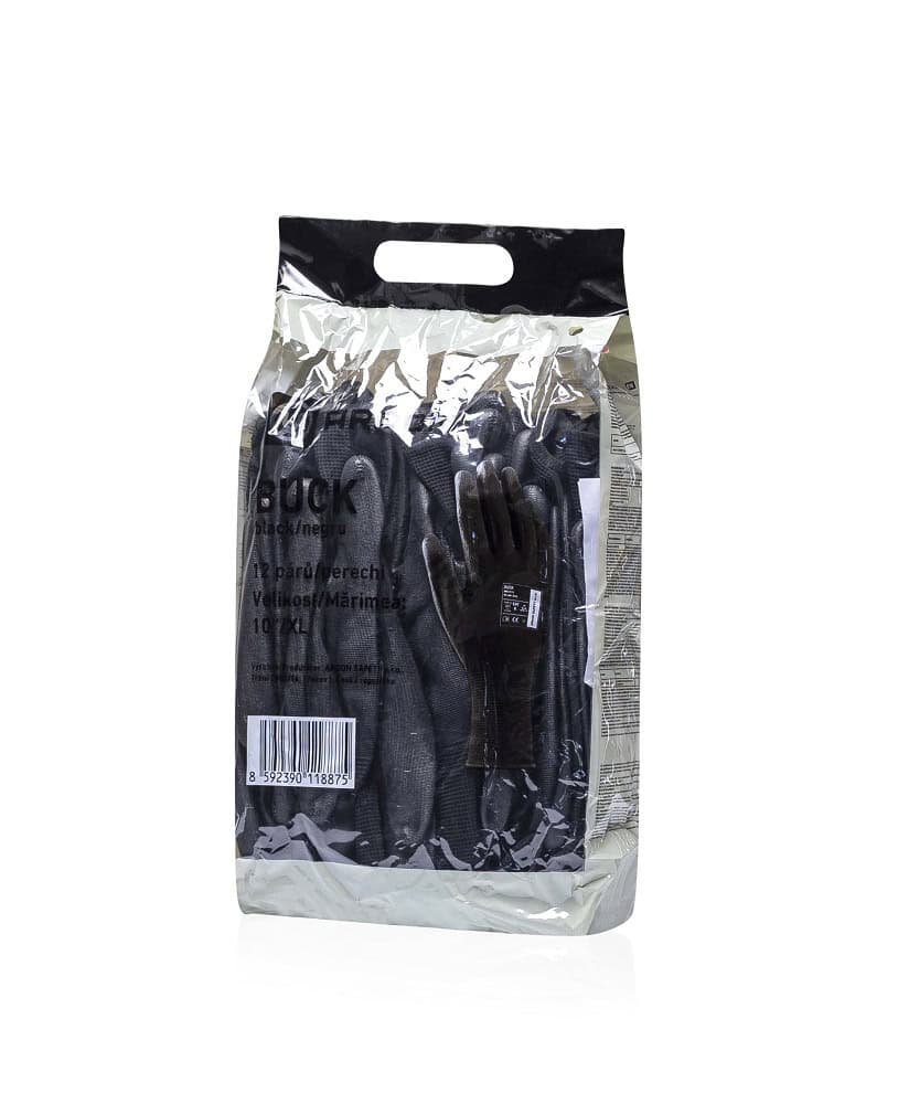 Máčané rukavice ARDON®BUCK ČIERNÉ - retail balenie - 12 párov